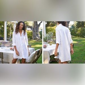 NWOT Frank & Eileen Hunter Neon Pink Linen Dress